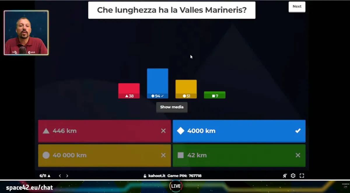 Interactive live quiz during a science broadcast